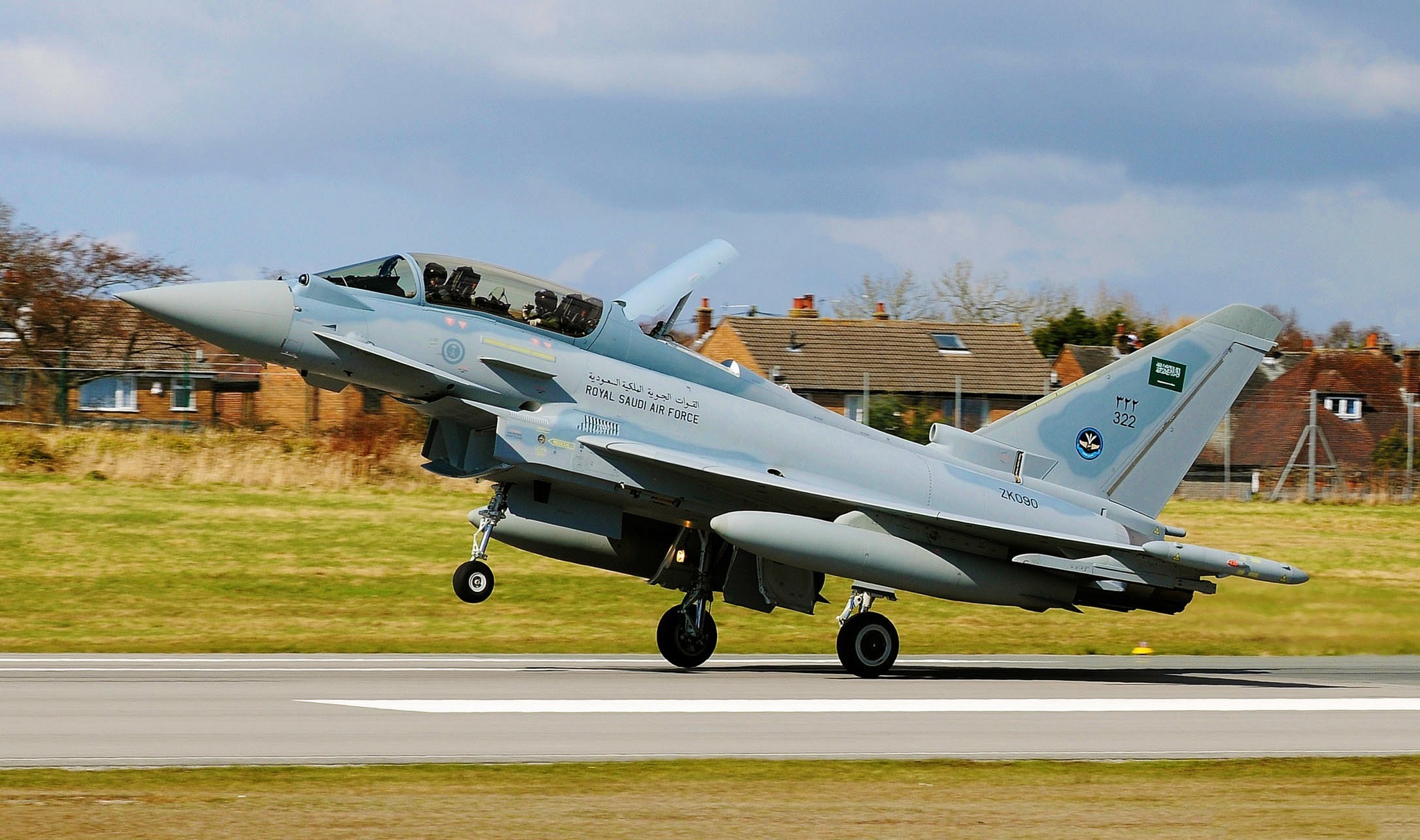 A British-built Eurofighter Typhoon fighter jet, belonging to the Royal Saudi Air Force, takes off. (Photo: Flickr)