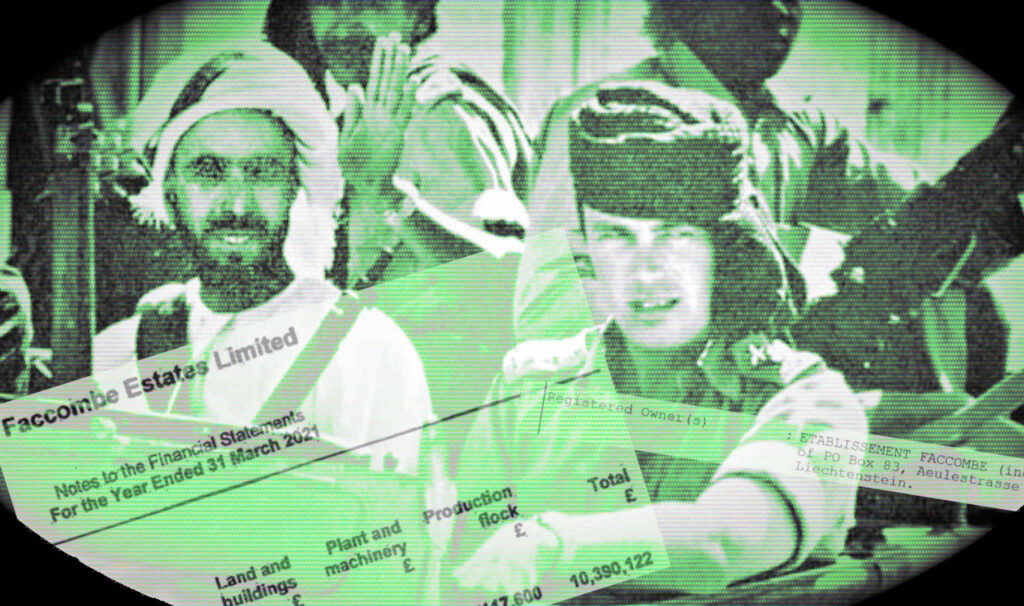 Tim Landon (right) bought land in Hampshire with his fortune from Oman. (Design: DCUK)