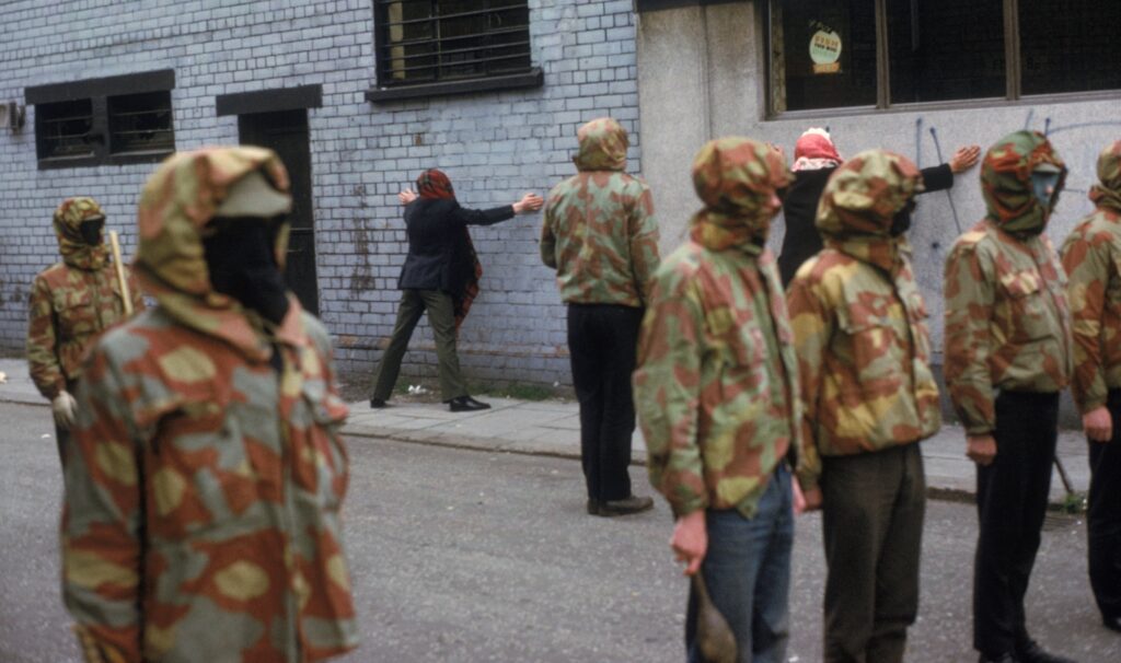 UDA vigilantes detain IRA suspects in Belfast, 1972. (Photo: David Lomax / Getty)