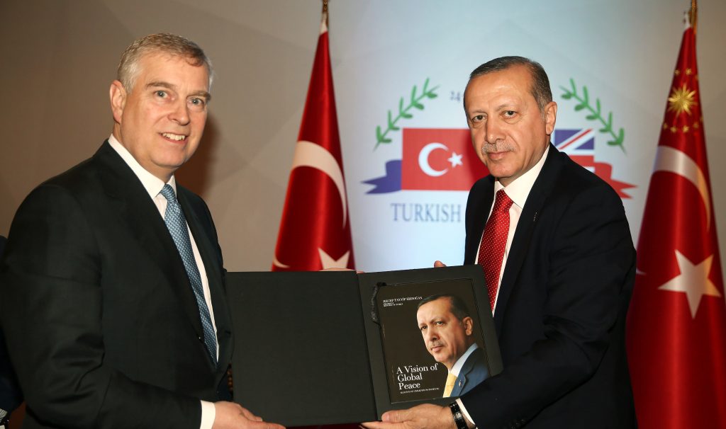 Prince Andrew with Turkish President Recep Tayyip Erdoğan at the Tatlidil Forum in Antalya, Turkey in March 2017. (Photo: Turkish Presidency)