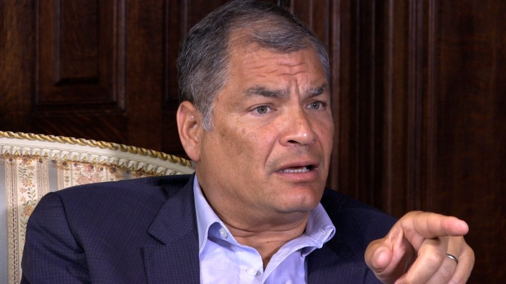 Former president of Ecuador Rafael Correa. (Photo: Phil Miller / Declassified UK)