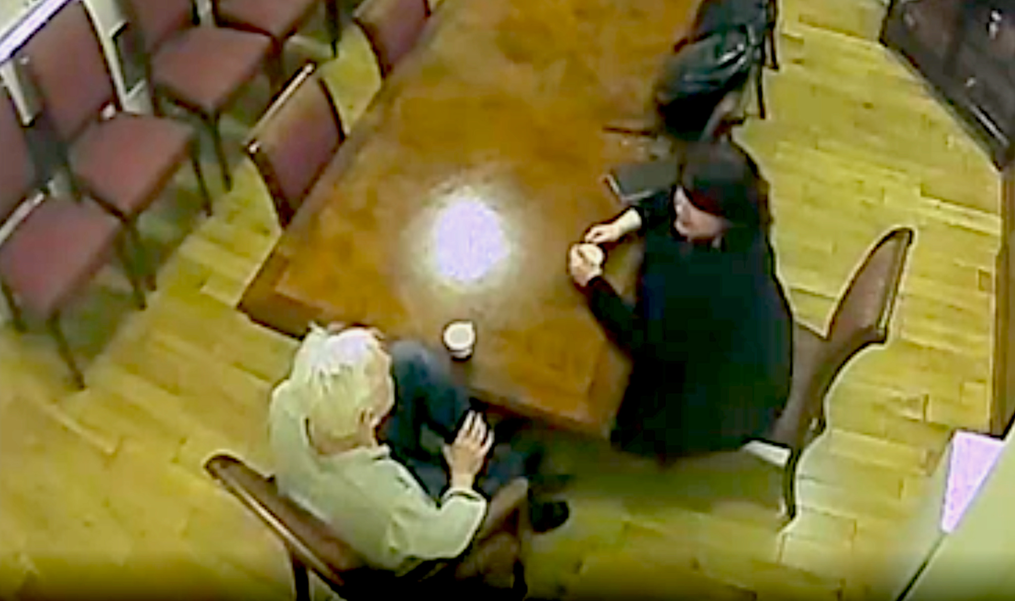 Surveillance footage of Stefania Maurizi meeting Julian Assange in the Ecuadorian embassy